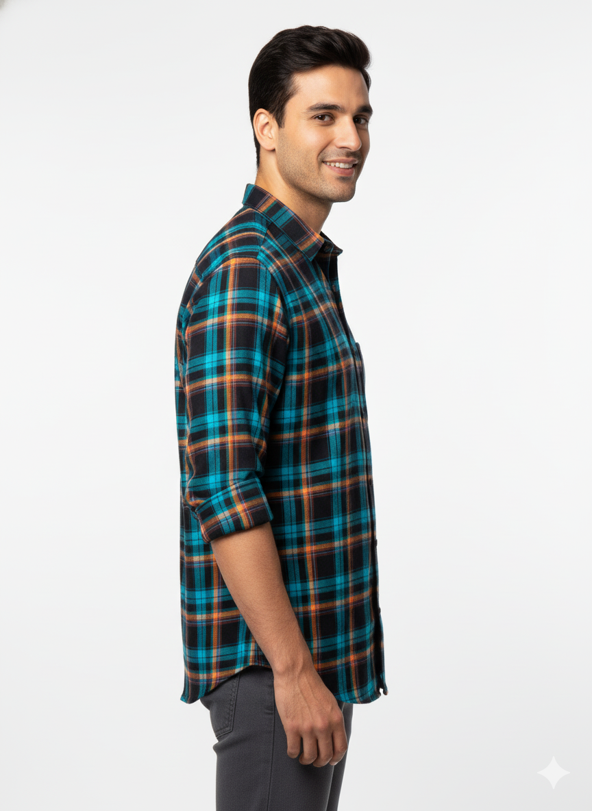 Men’s Premium Cotton Checks Shirt | Teal & Beige Checks (Copy) (Copy) (Copy) (Copy) (Copy)