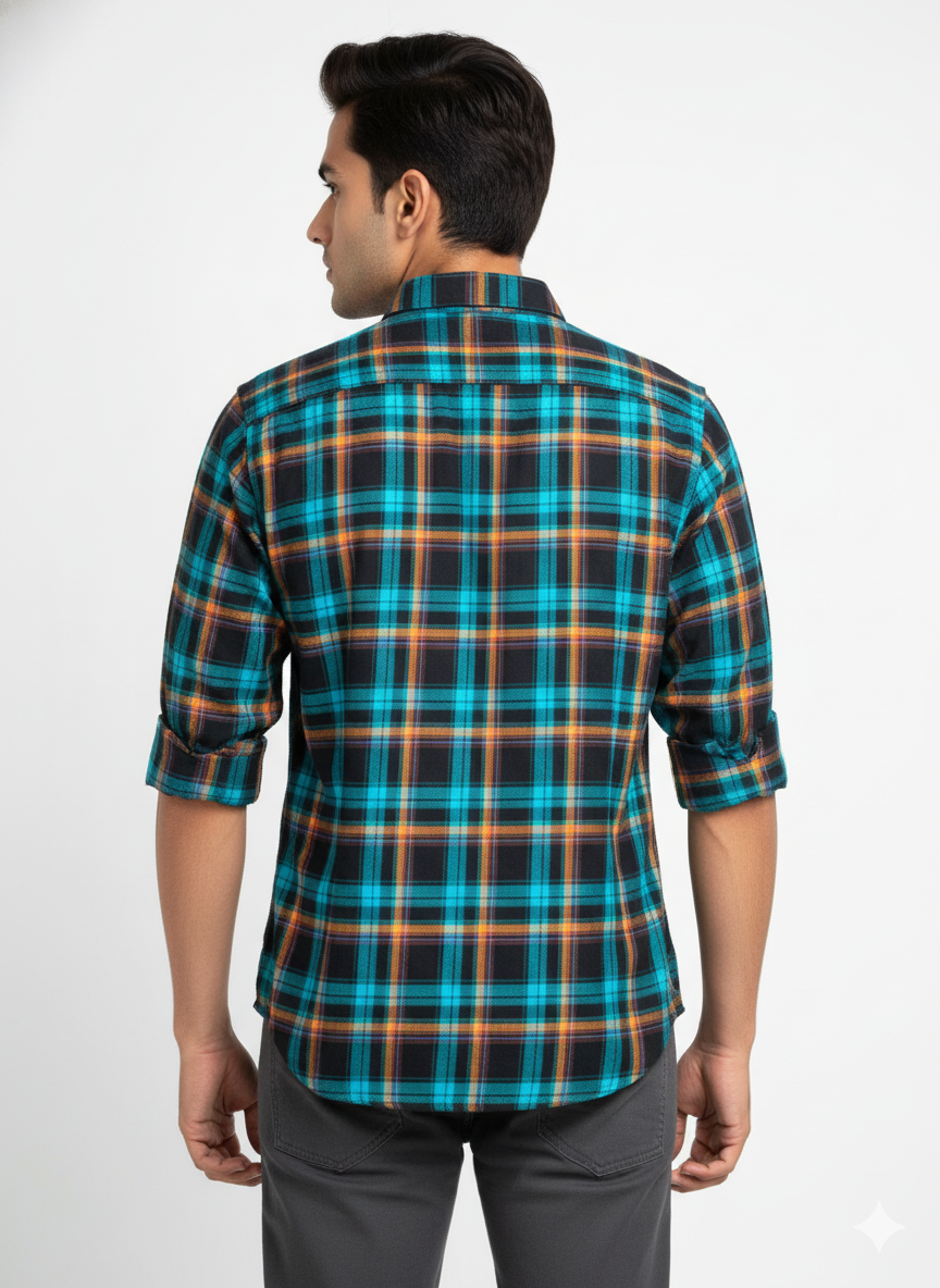 Men’s Premium Cotton Checks Shirt | Teal & Beige Checks (Copy) (Copy) (Copy) (Copy) (Copy)