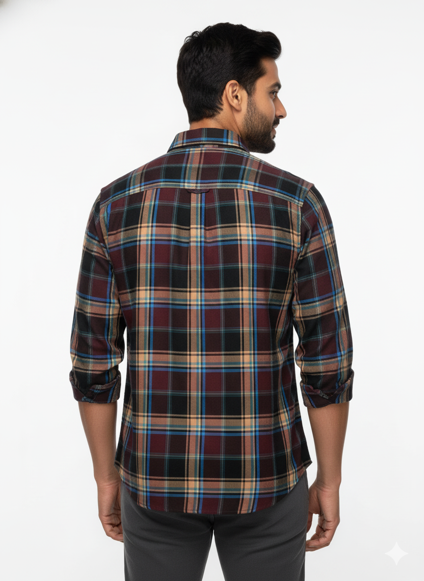 Men’s Premium Cotton Checks Shirt | Teal & Beige Checks (Copy) (Copy) (Copy)