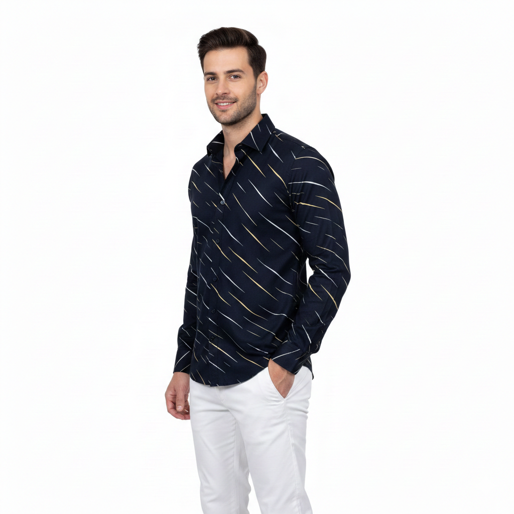 Navy Blue Abstract Shirt P138
