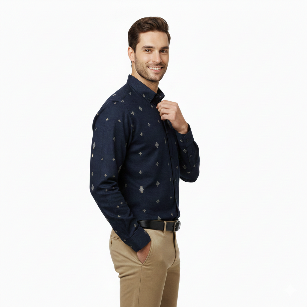 Navy Blue Abstract Shirt P380