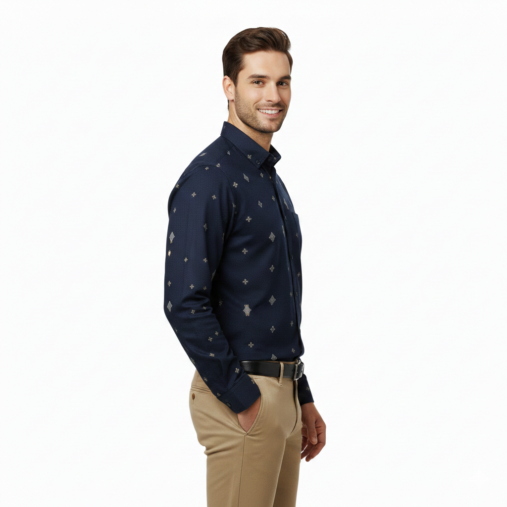 Navy Blue Abstract Shirt P380