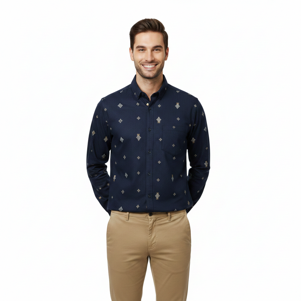 Navy Blue Abstract Shirt P380