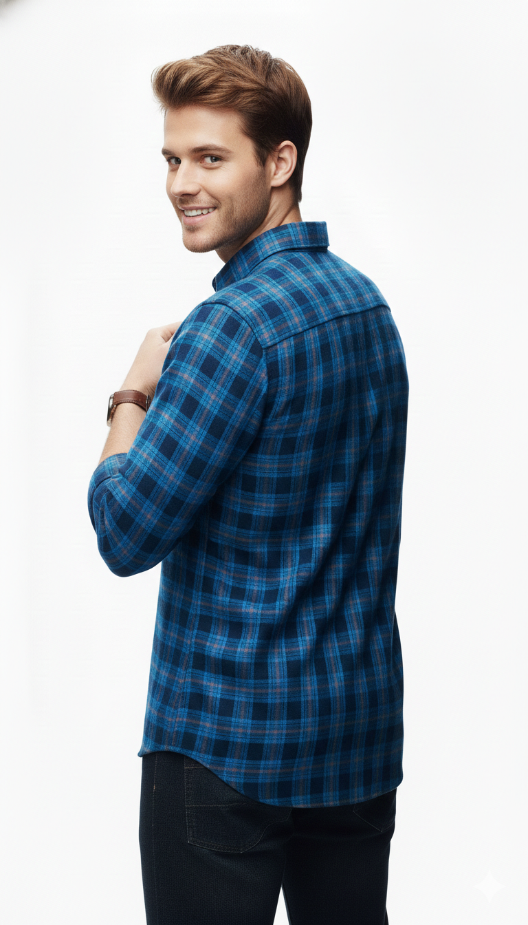 Big Size Blue Checks Shirt B272