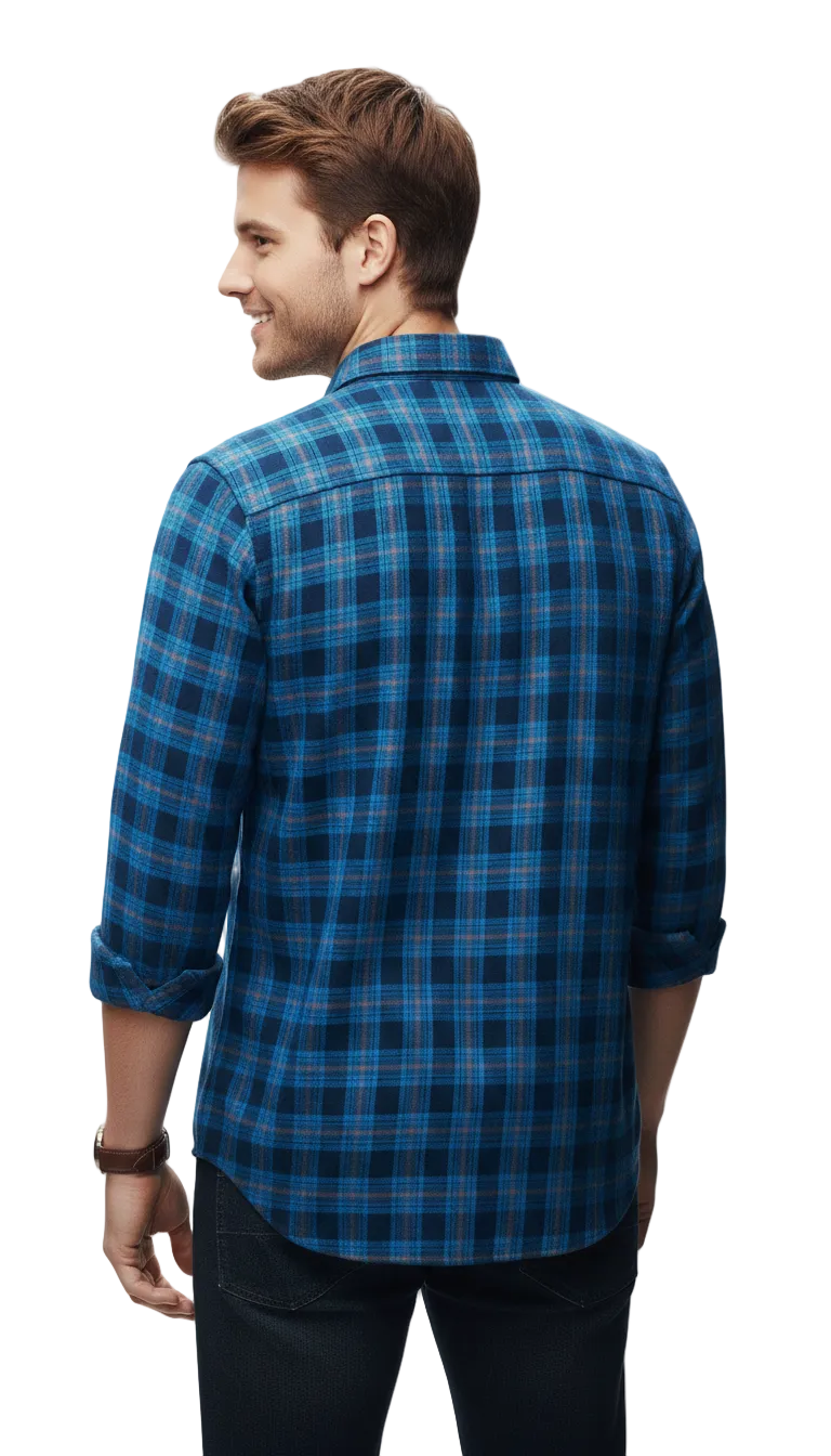 Big Size Blue Checks Shirt B272