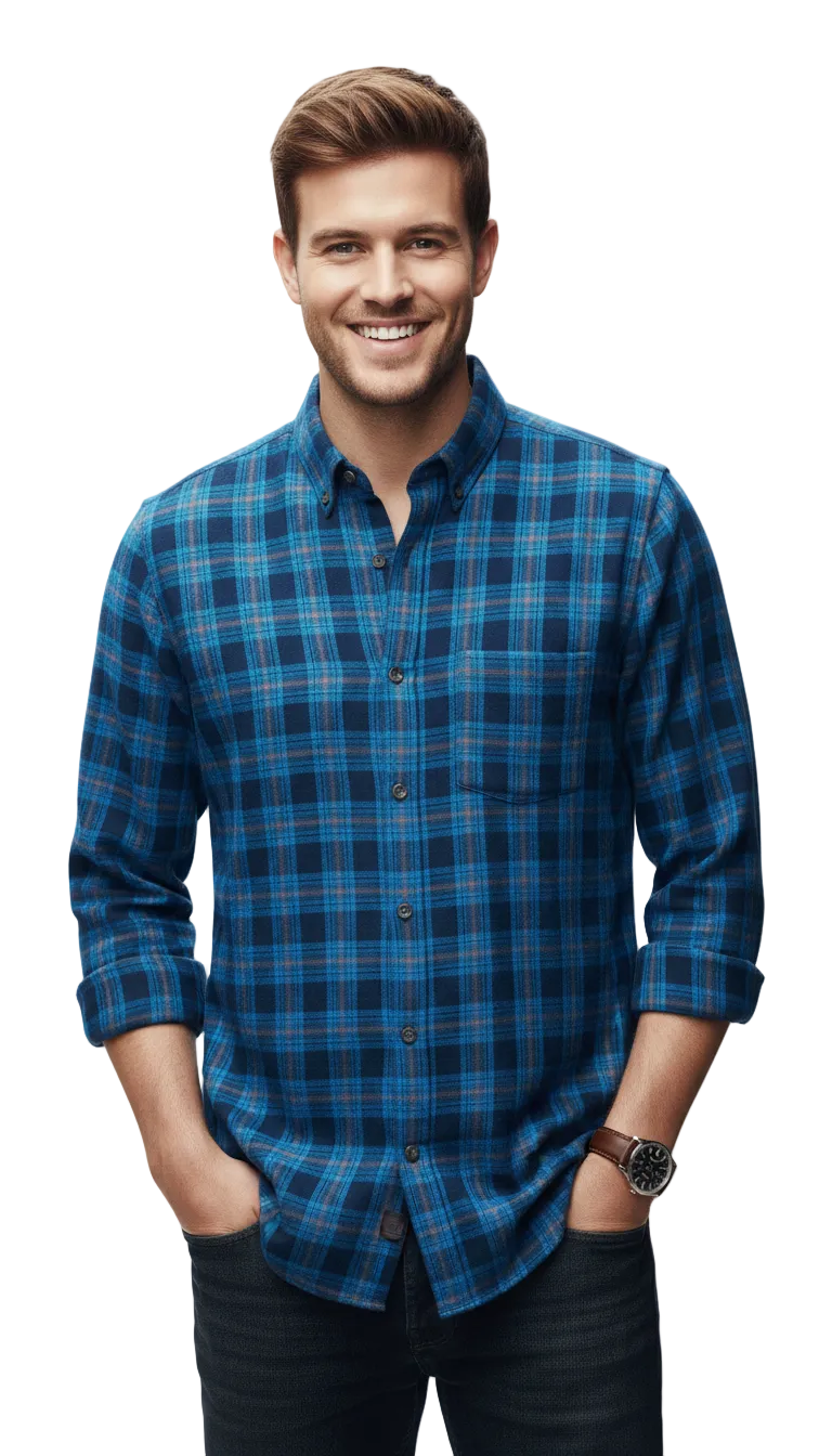 Big Size Blue Checks Shirt B272