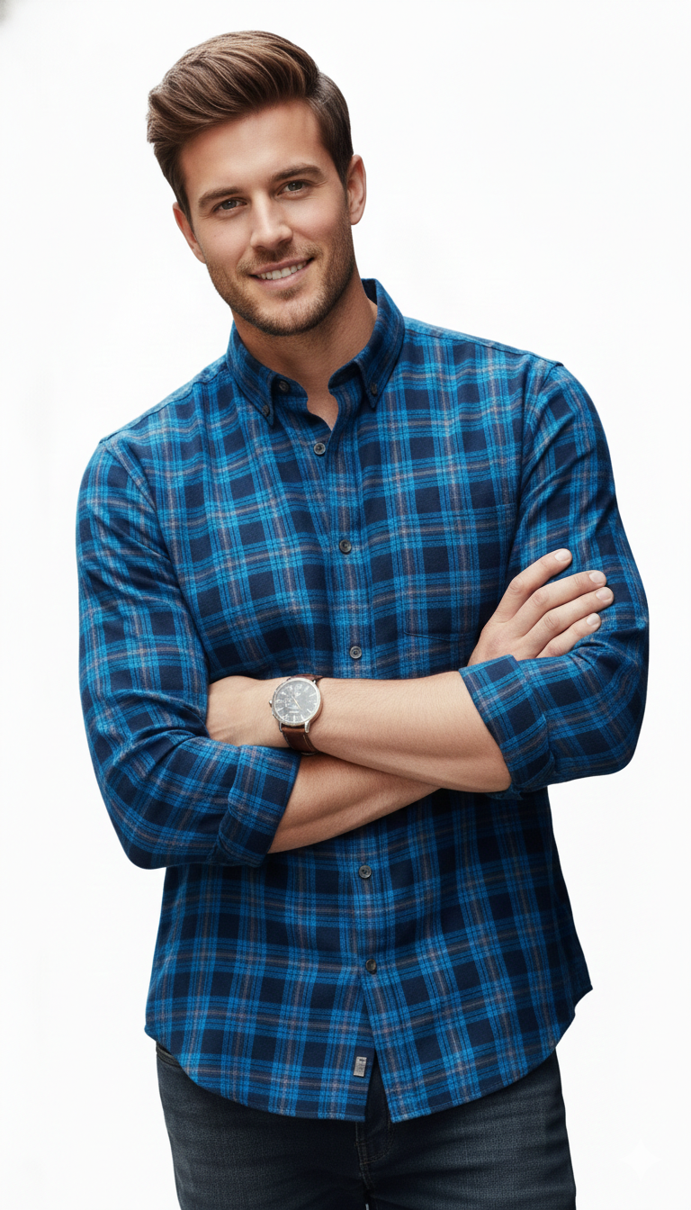 Big Size Blue Checks Shirt B272