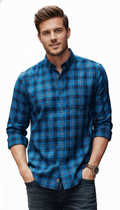 Big Size Blue Checks Shirt B272