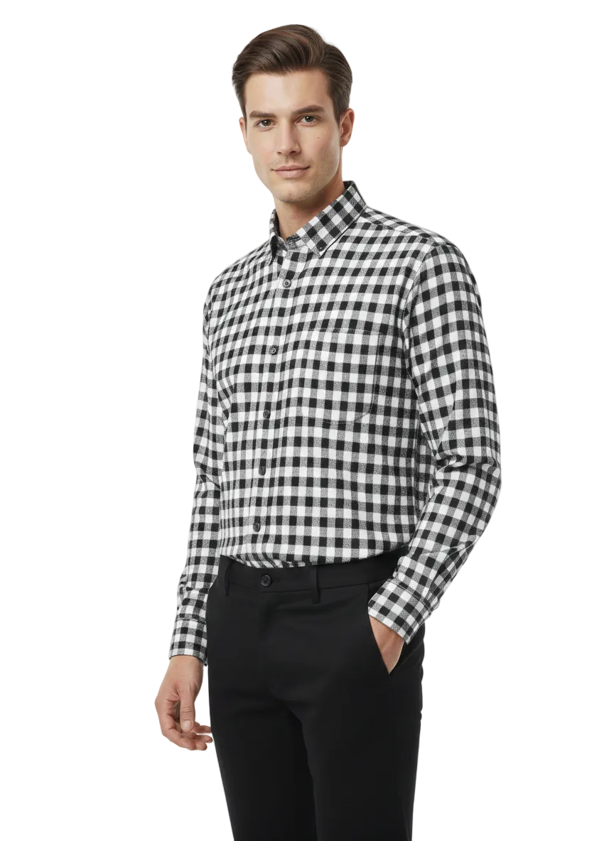 Classic White and Black Checks Shirt H193