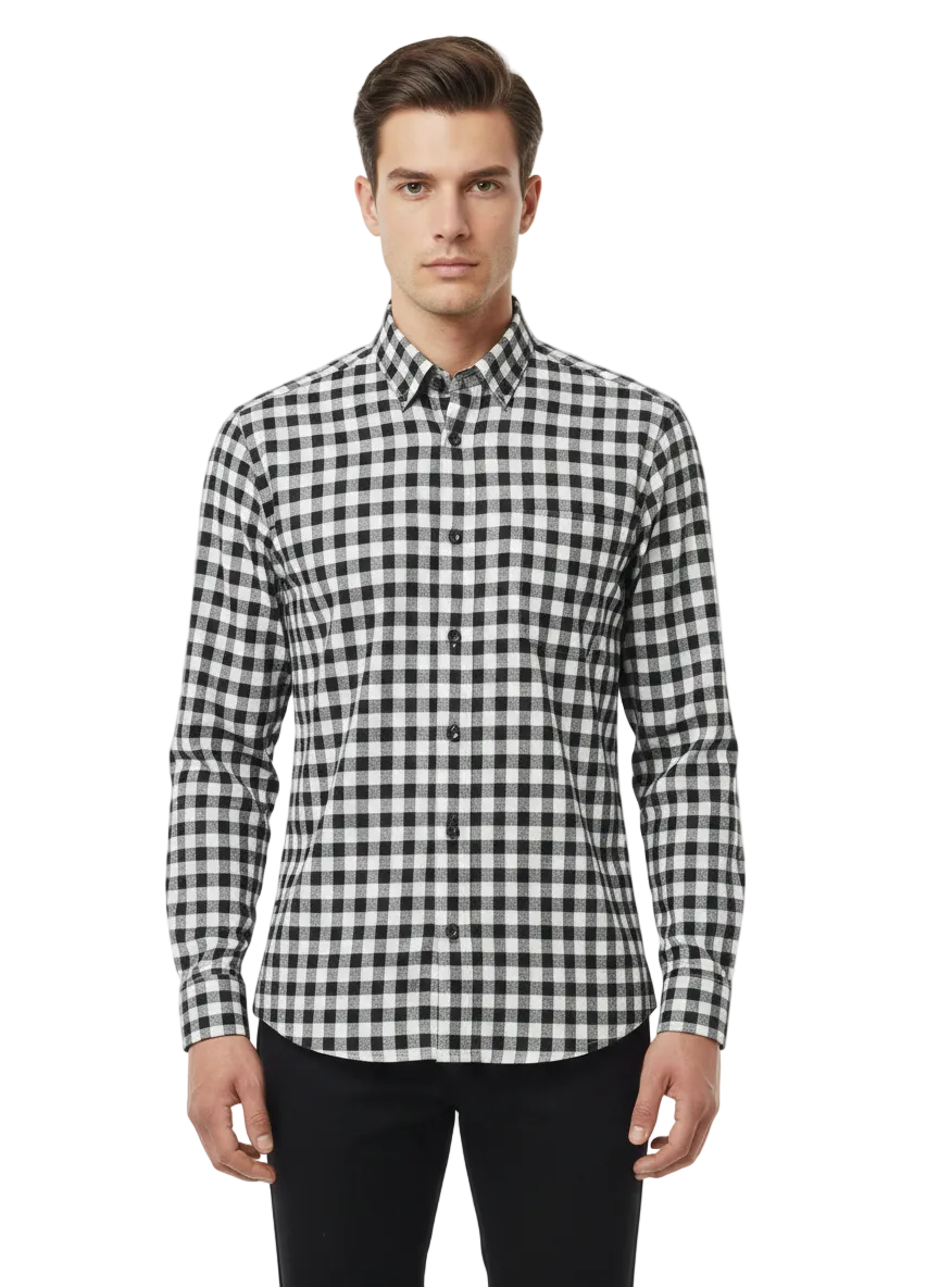 Classic White and Black Checks Shirt H193