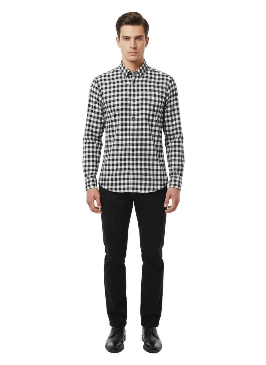 Classic White and Black Checks Shirt H193