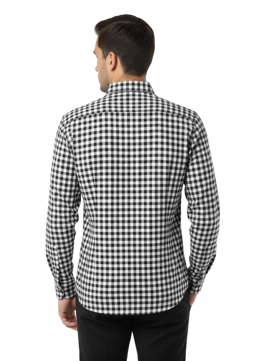 Classic White and Black Checks Shirt H193