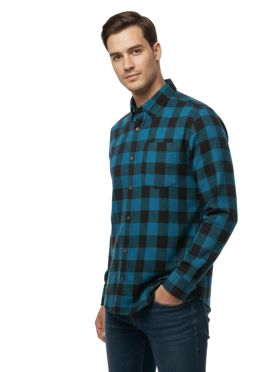 Blue and Black Checks Shirt H191