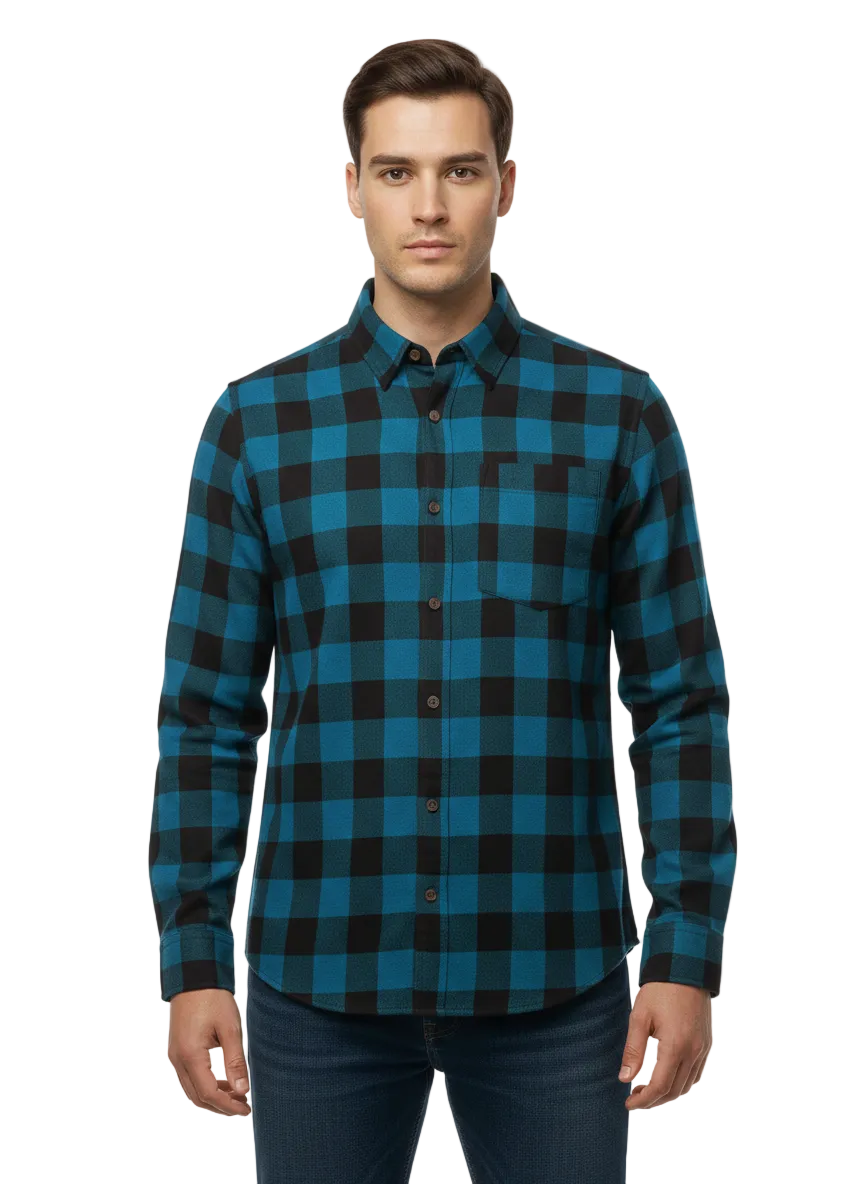 Blue and Black Checks Shirt H191