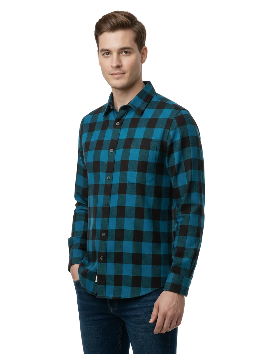 Blue and Black Checks Shirt H191