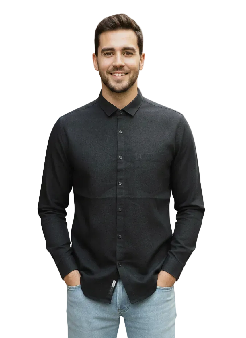 Black Linen Shirt - L238