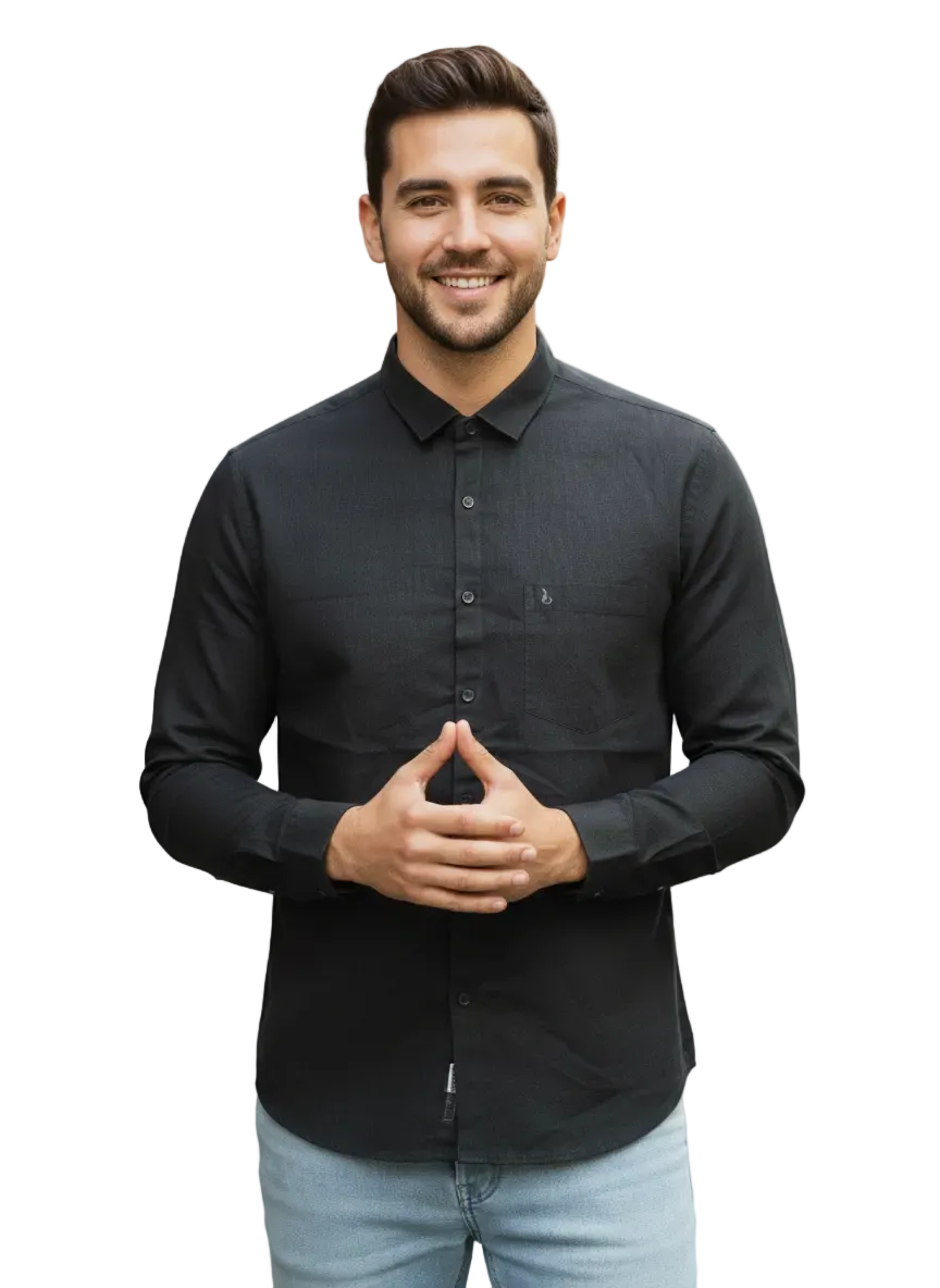 Black Linen Shirt - L238