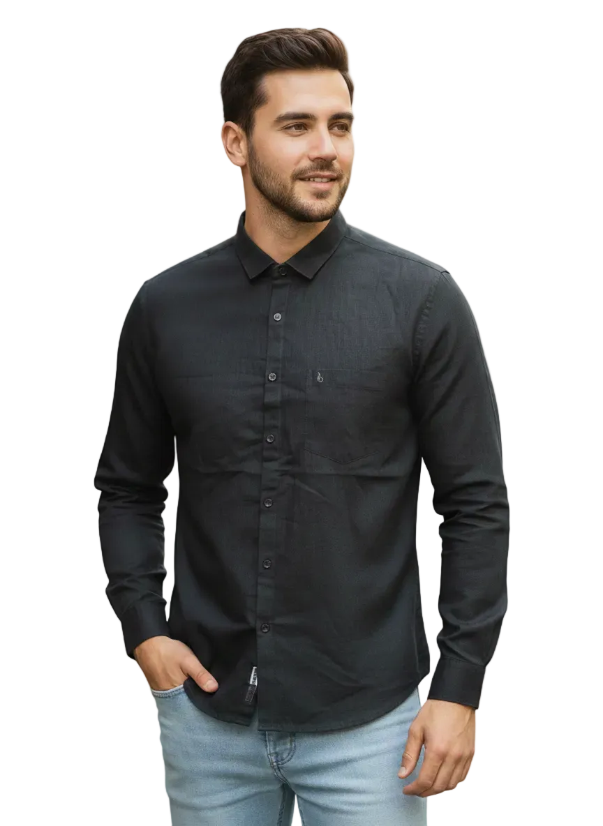 Black Linen Shirt - L238