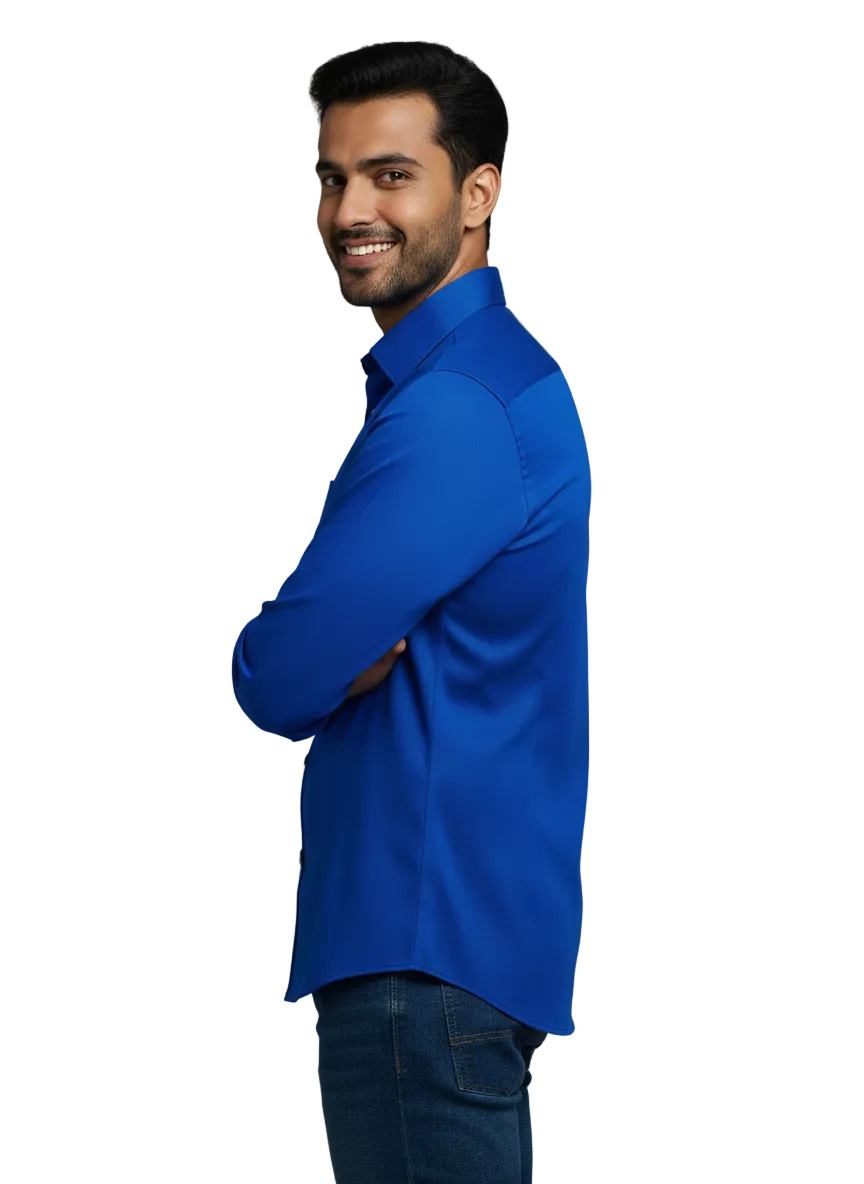 Dark Blue Fine Cotton Shirt - F163