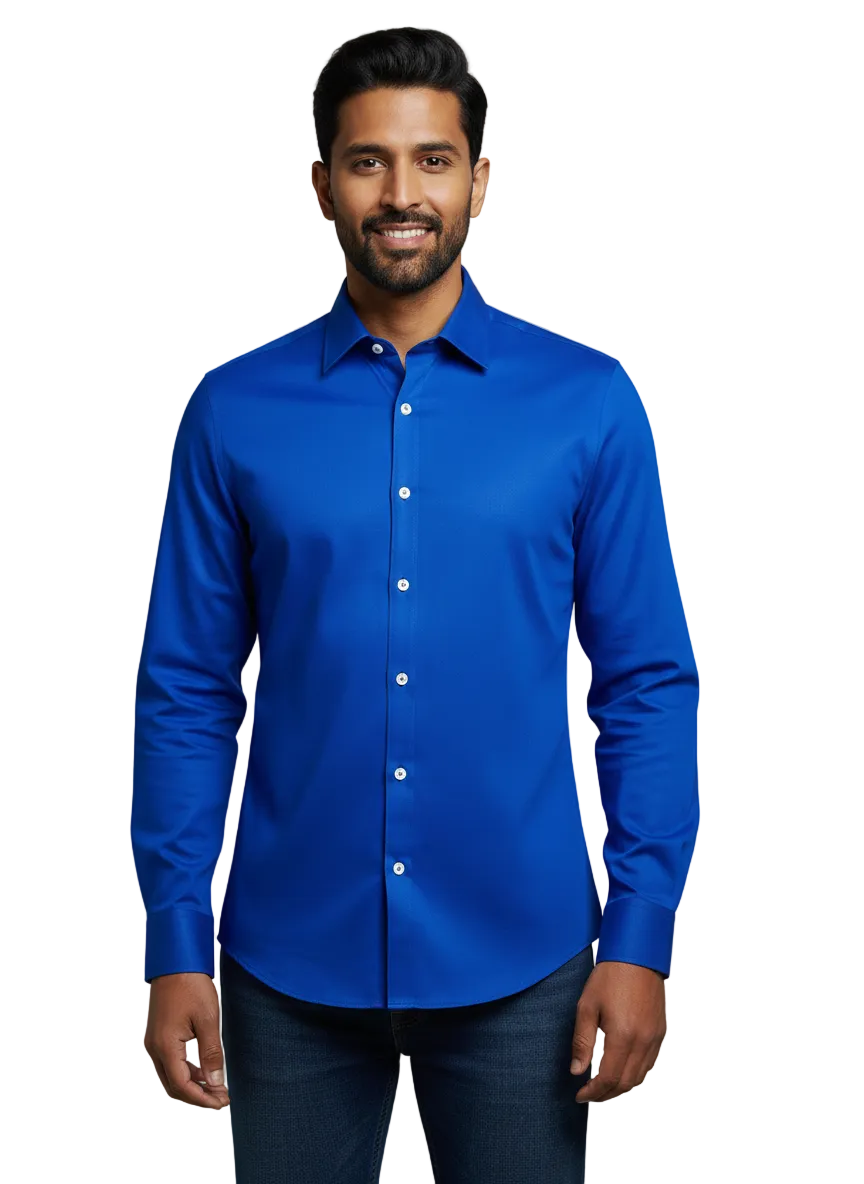 Dark Blue Fine Cotton Shirt - F163
