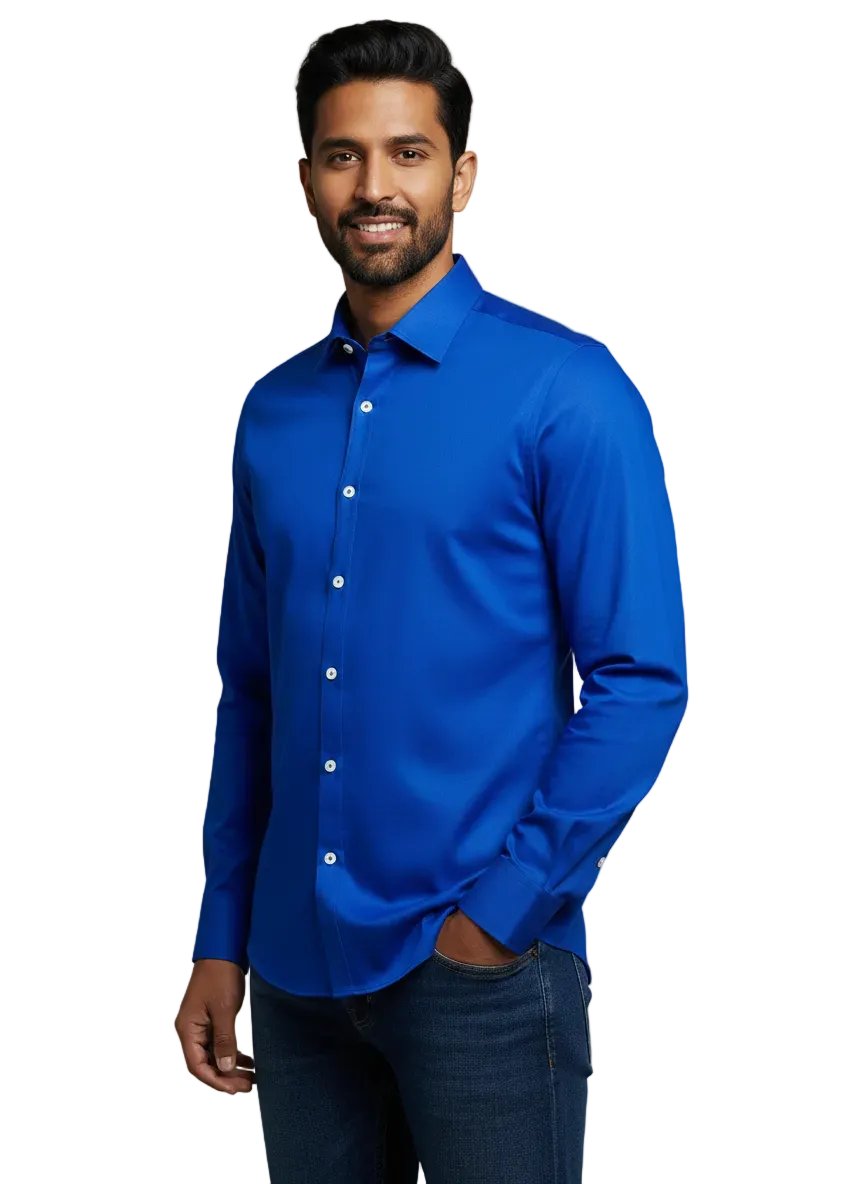 Dark Blue Fine Cotton Shirt - F163