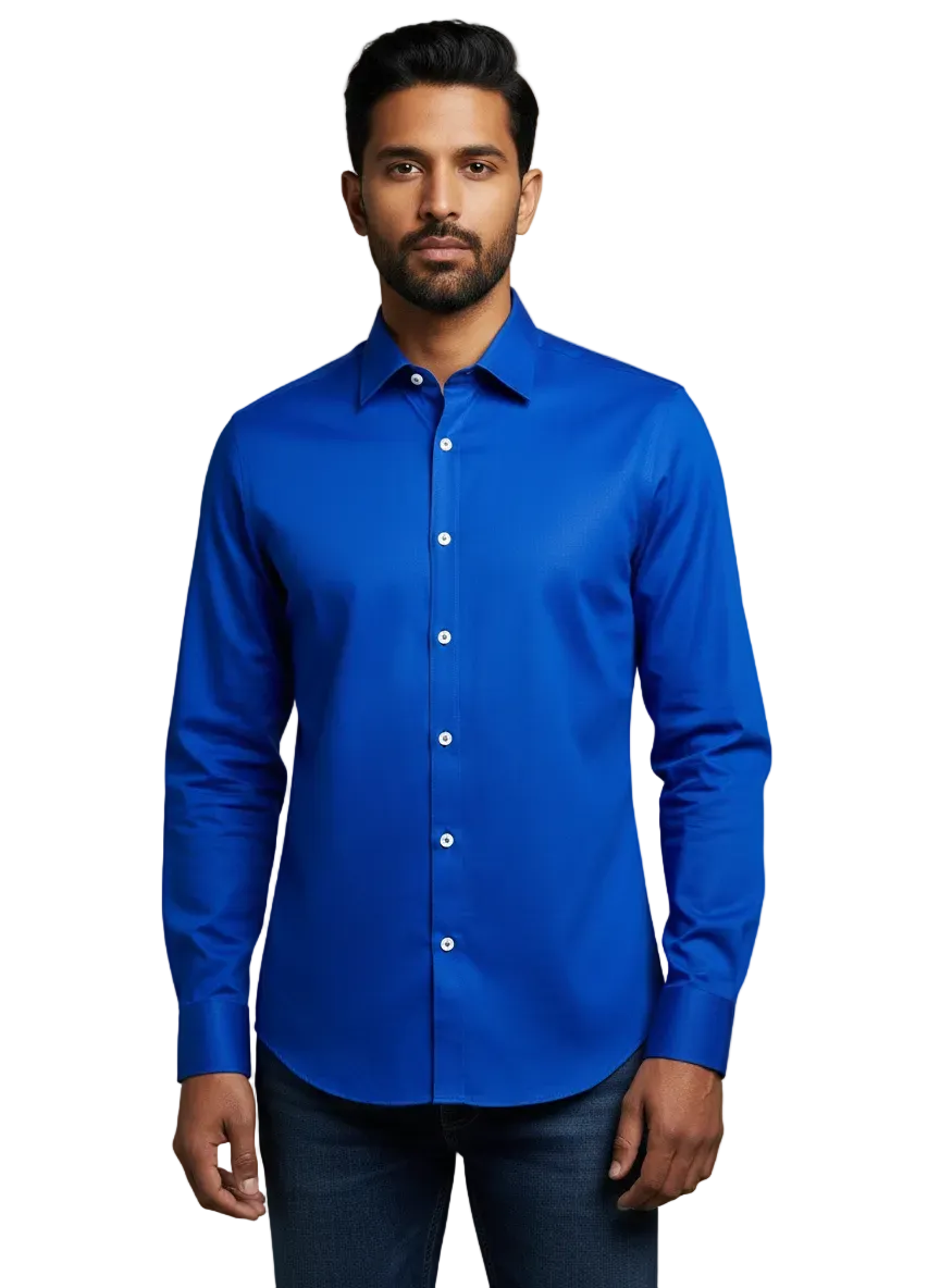 Dark Blue Fine Cotton Shirt - F163