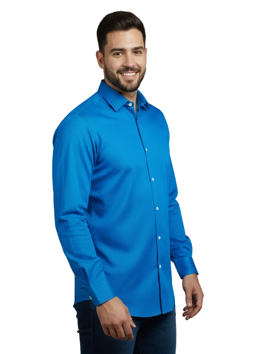Deep Blue Fine Cotton Shirt - F158