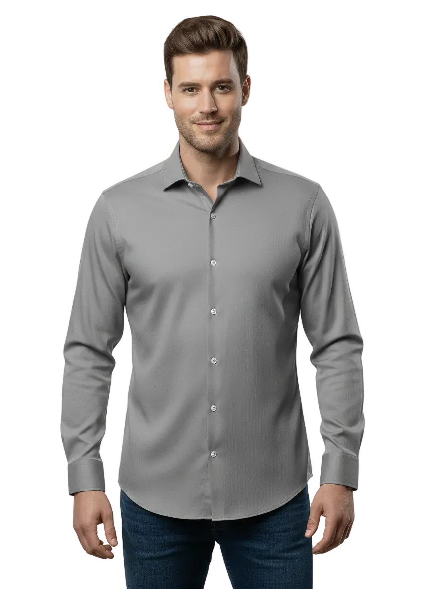 Grey Fine Cotton Shirt - F173