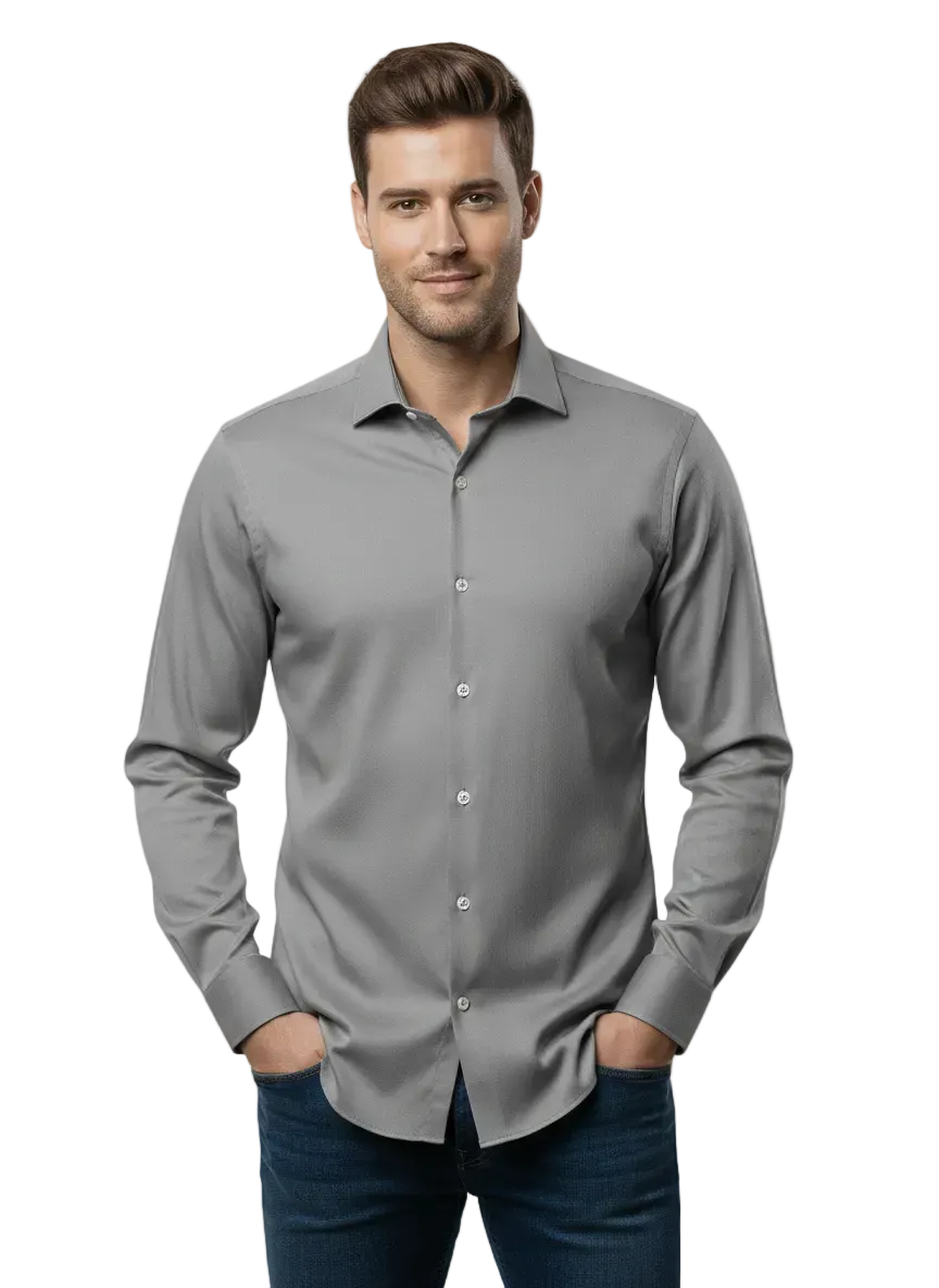 Grey Fine Cotton Shirt - F173