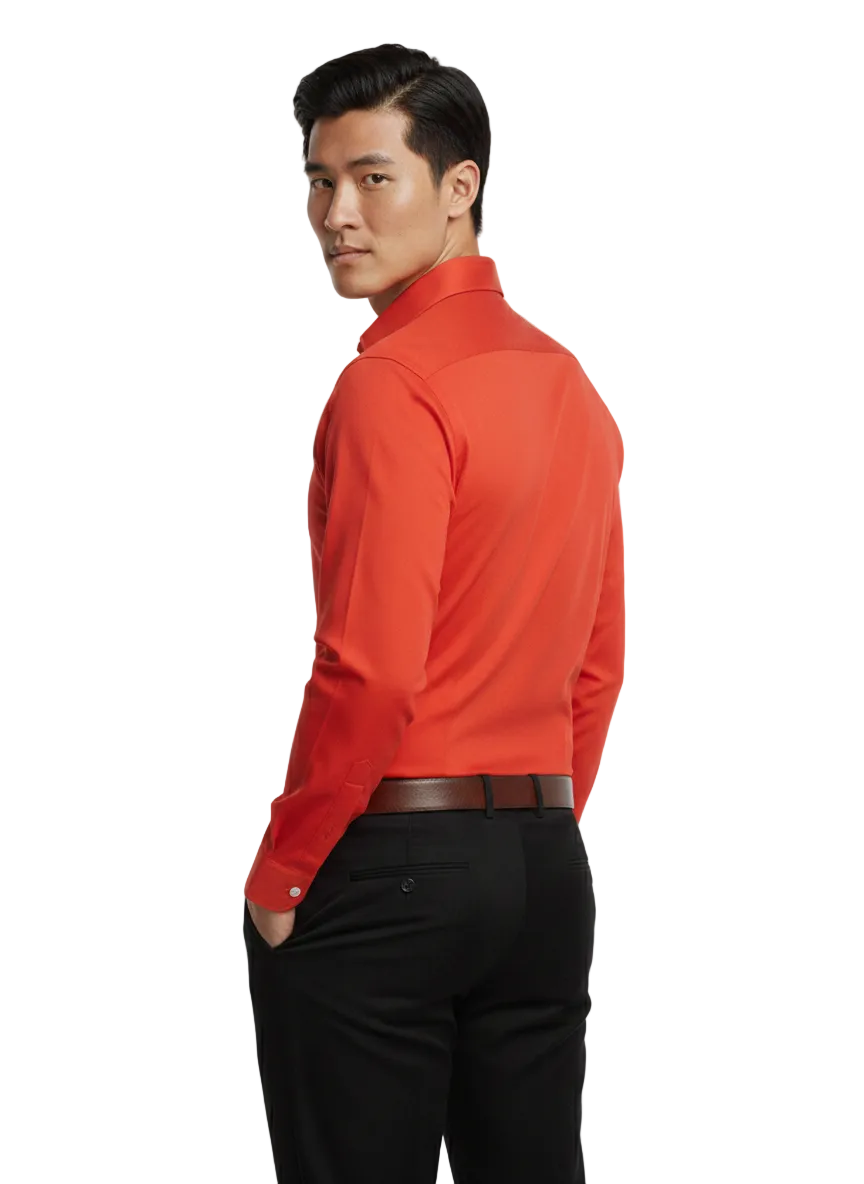 Tangerine Red Fine Cotton Shirt - F160