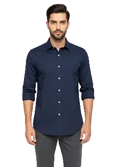 Ink Blue Fine Cotton Shirt - F171