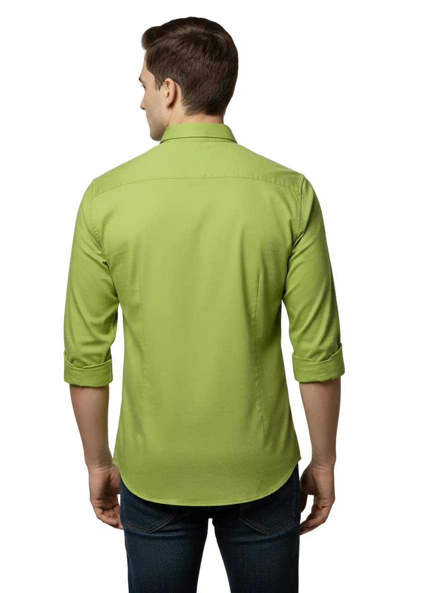 Olive Green Fine Cotton Shirt - F371