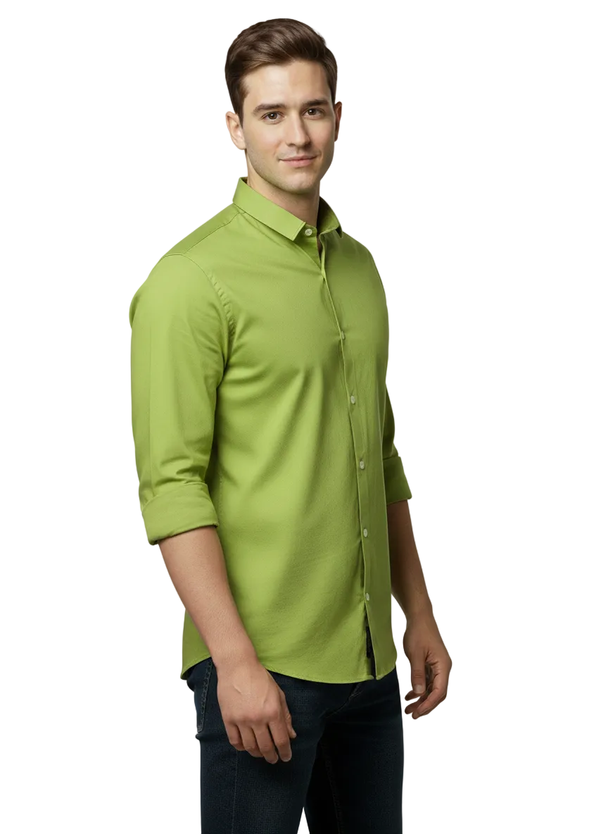 Olive Green Fine Cotton Shirt - F371