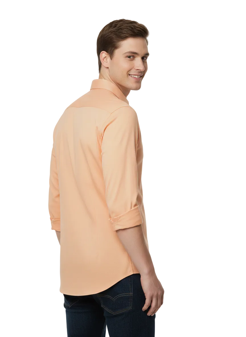 Light Orange Fine Cotton Shirt - F153