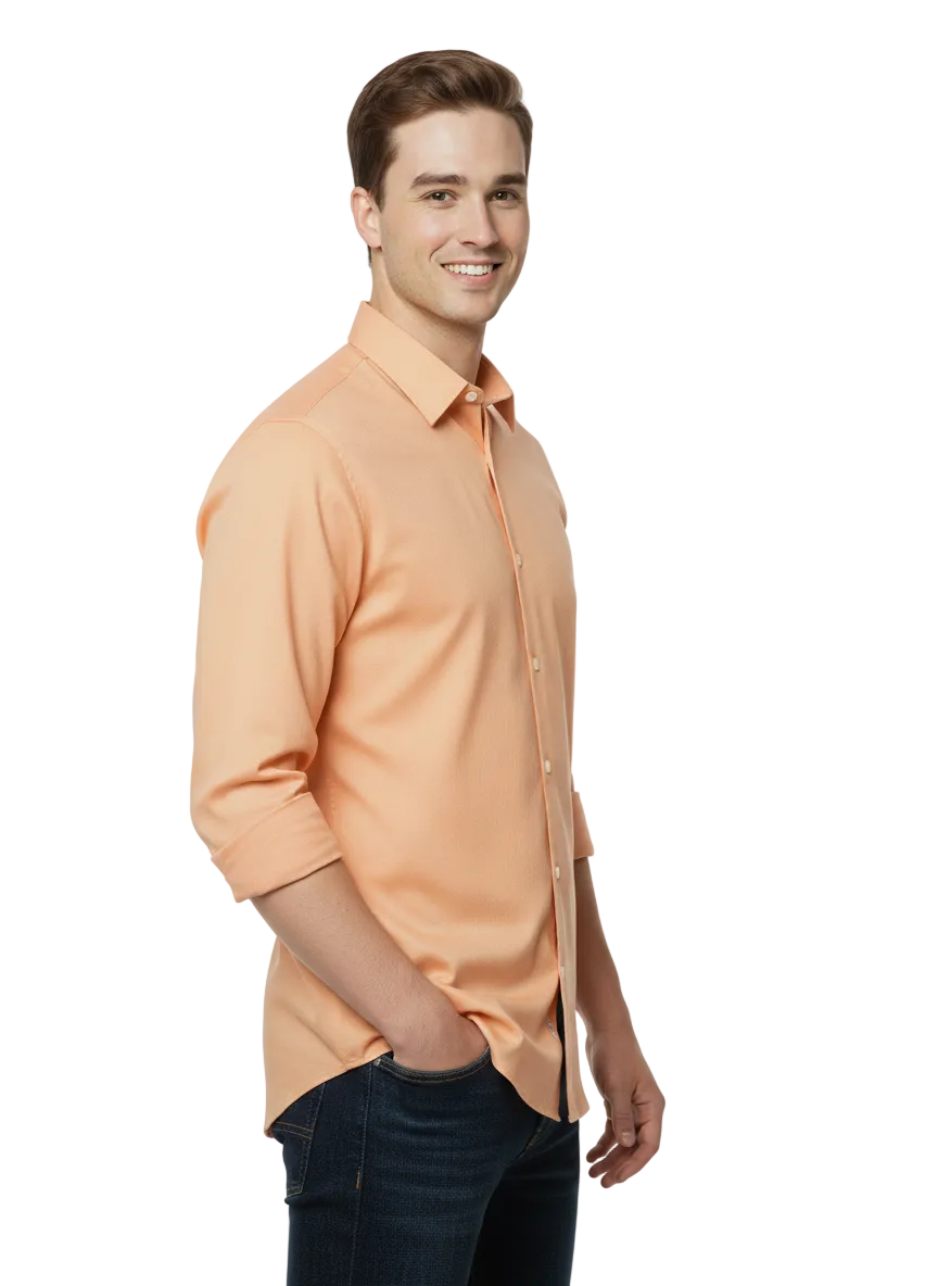 Light Orange Fine Cotton Shirt - F153