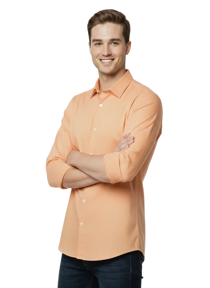 Light Orange Fine Cotton Shirt - F153