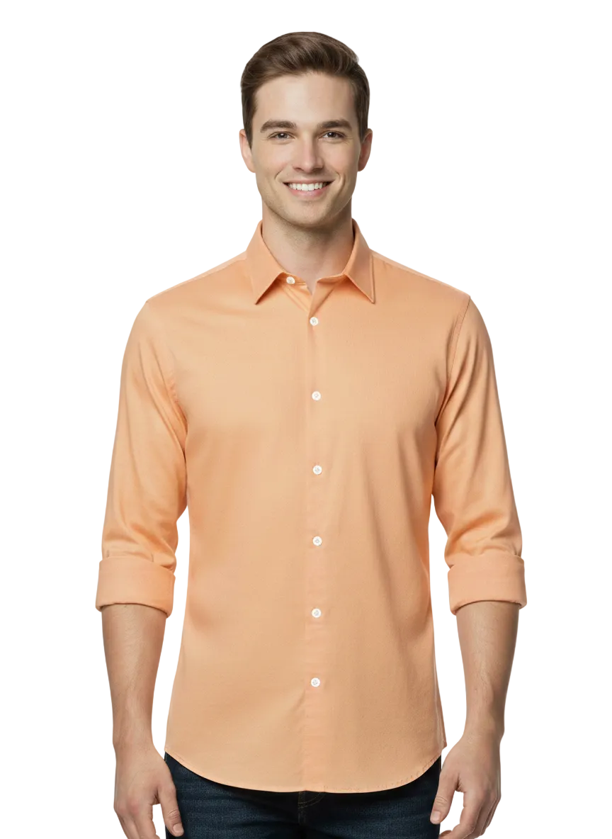 Light Orange Fine Cotton Shirt - F153