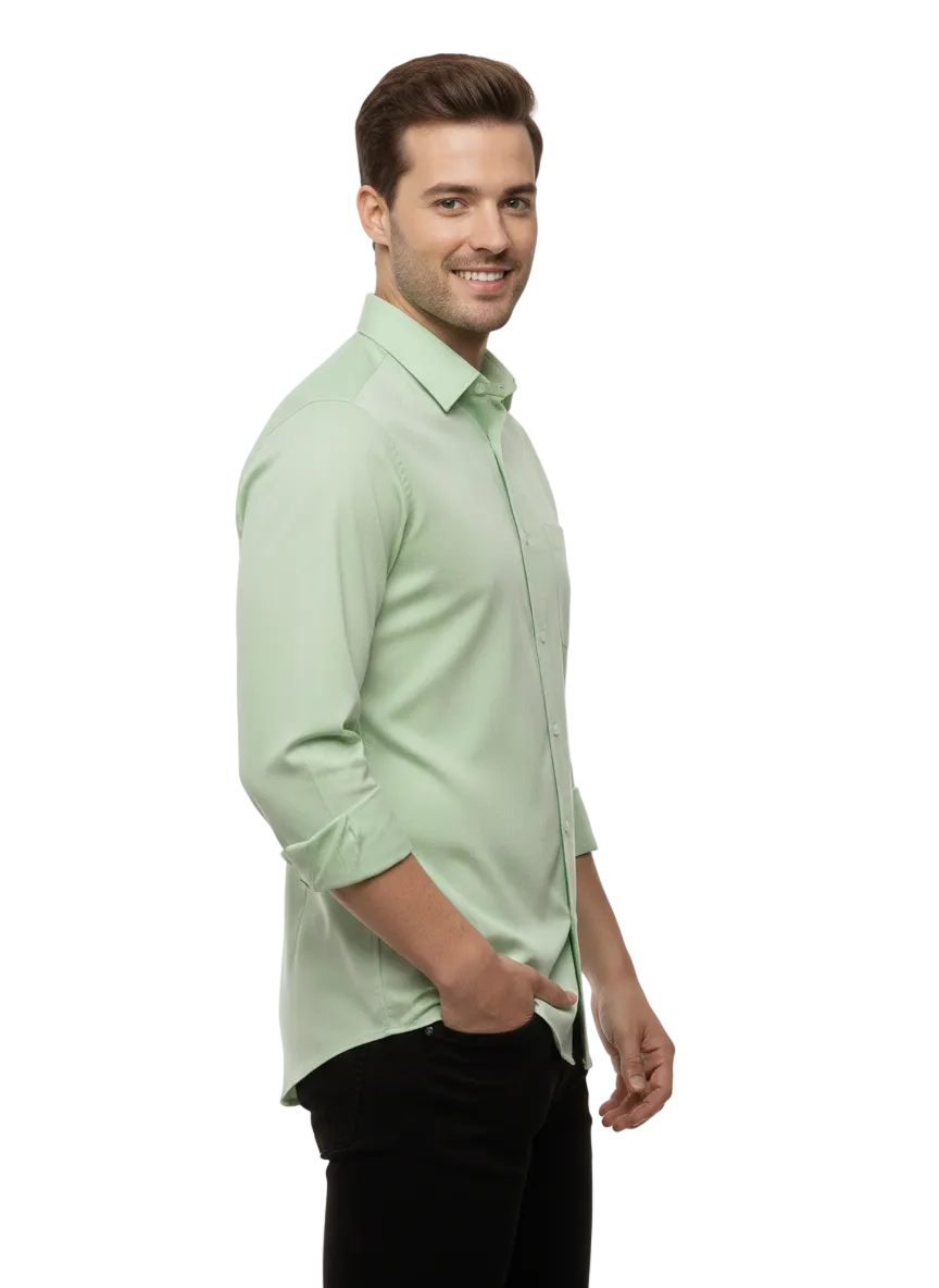 Light Green Fine Cotton Shirt - F169