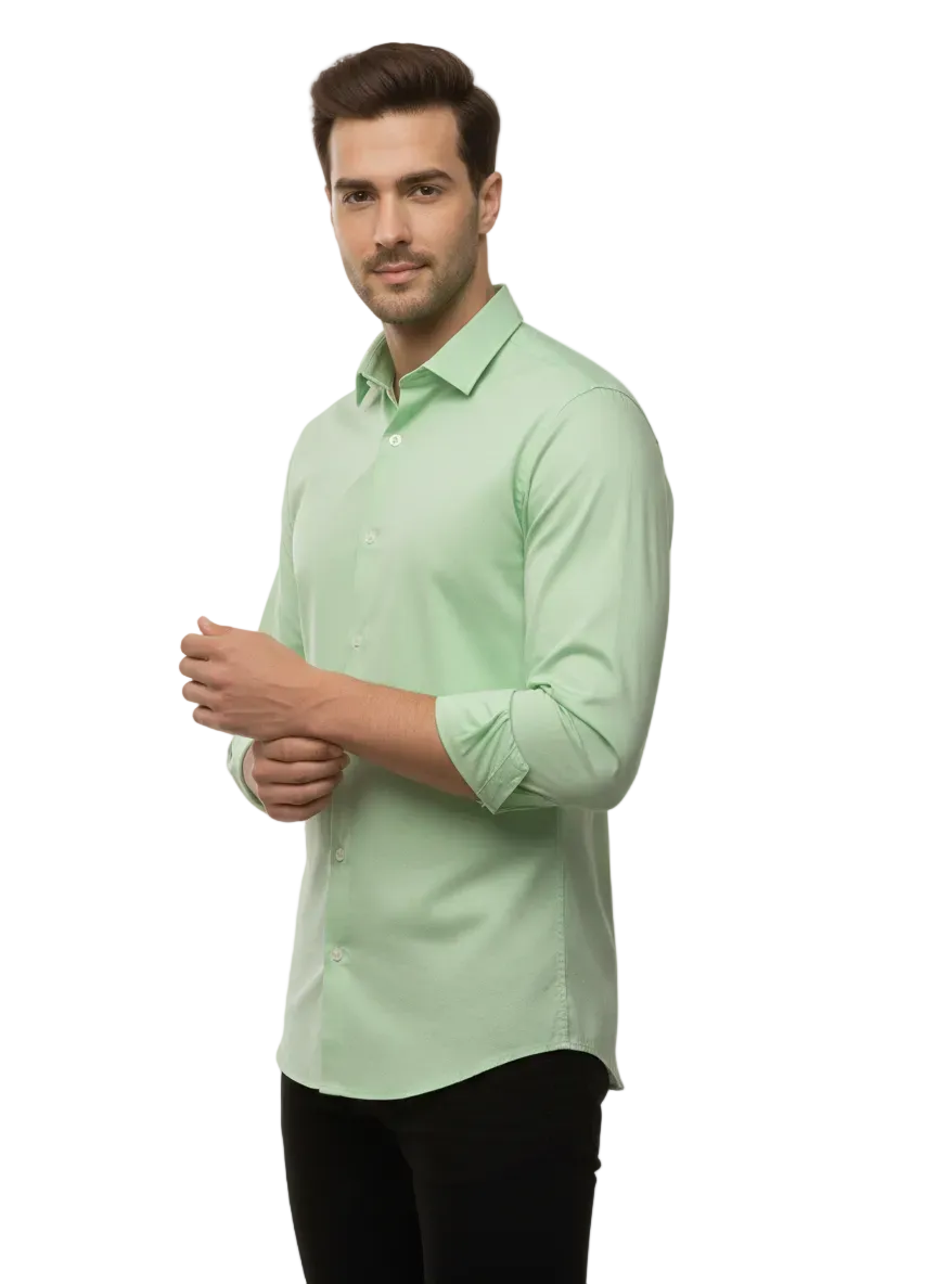 Light Green Fine Cotton Shirt - F169