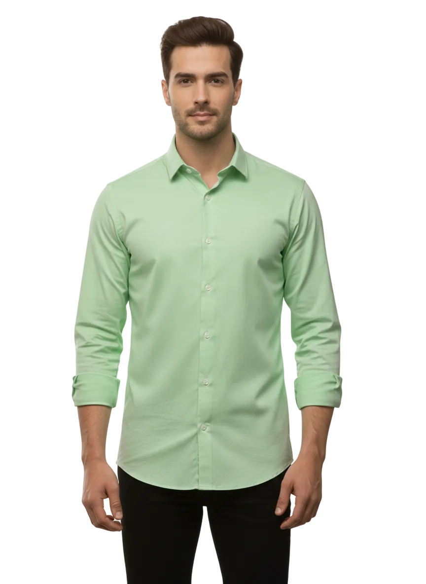Light Green Fine Cotton Shirt - F169
