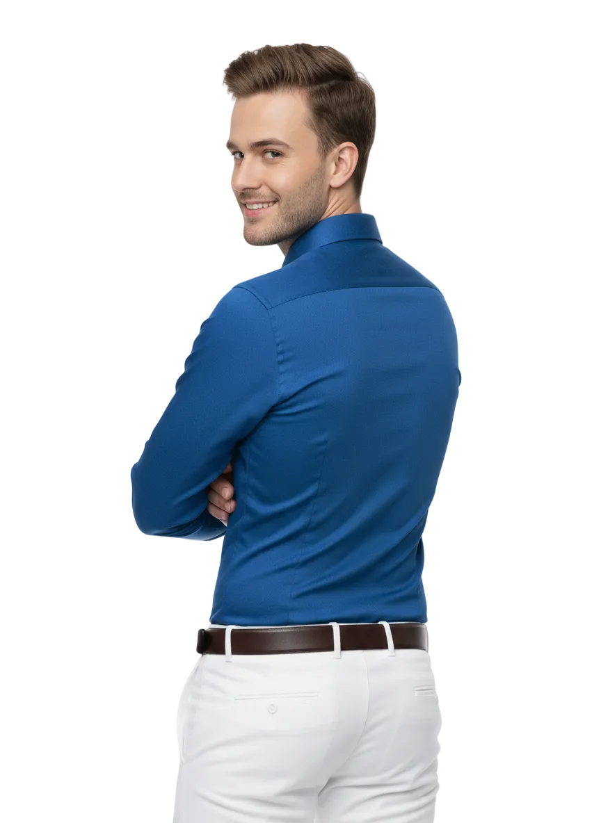 Navy Blue Fine Cotton Shirt - F170