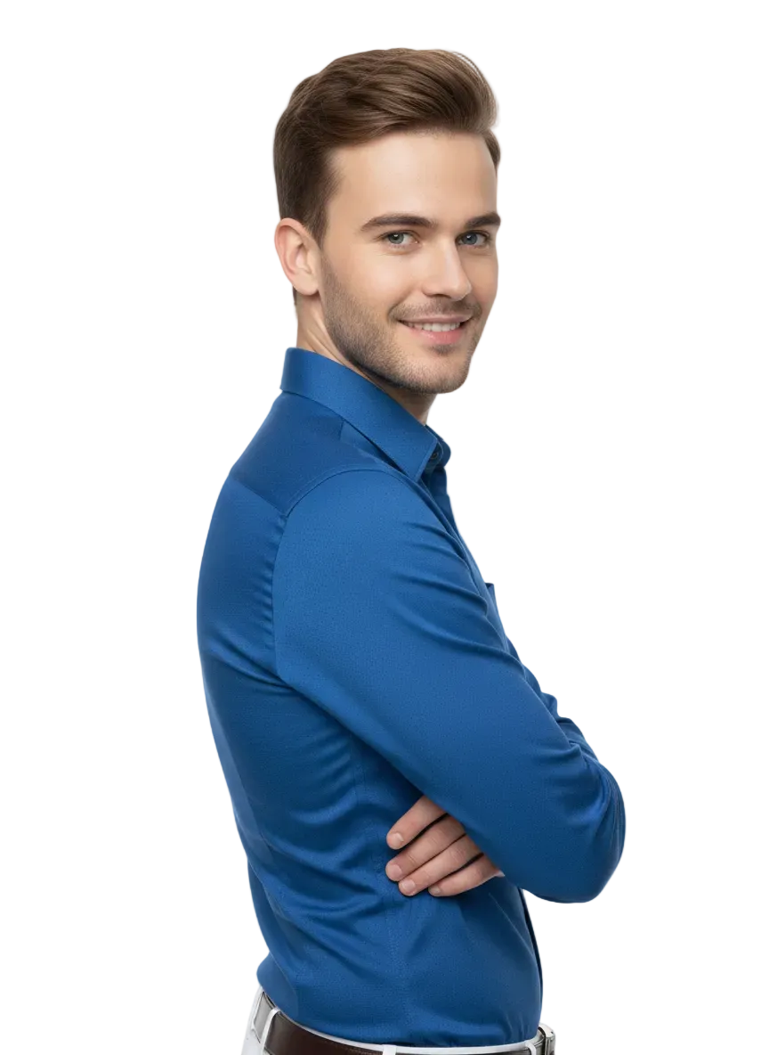 Navy Blue Fine Cotton Shirt - F170