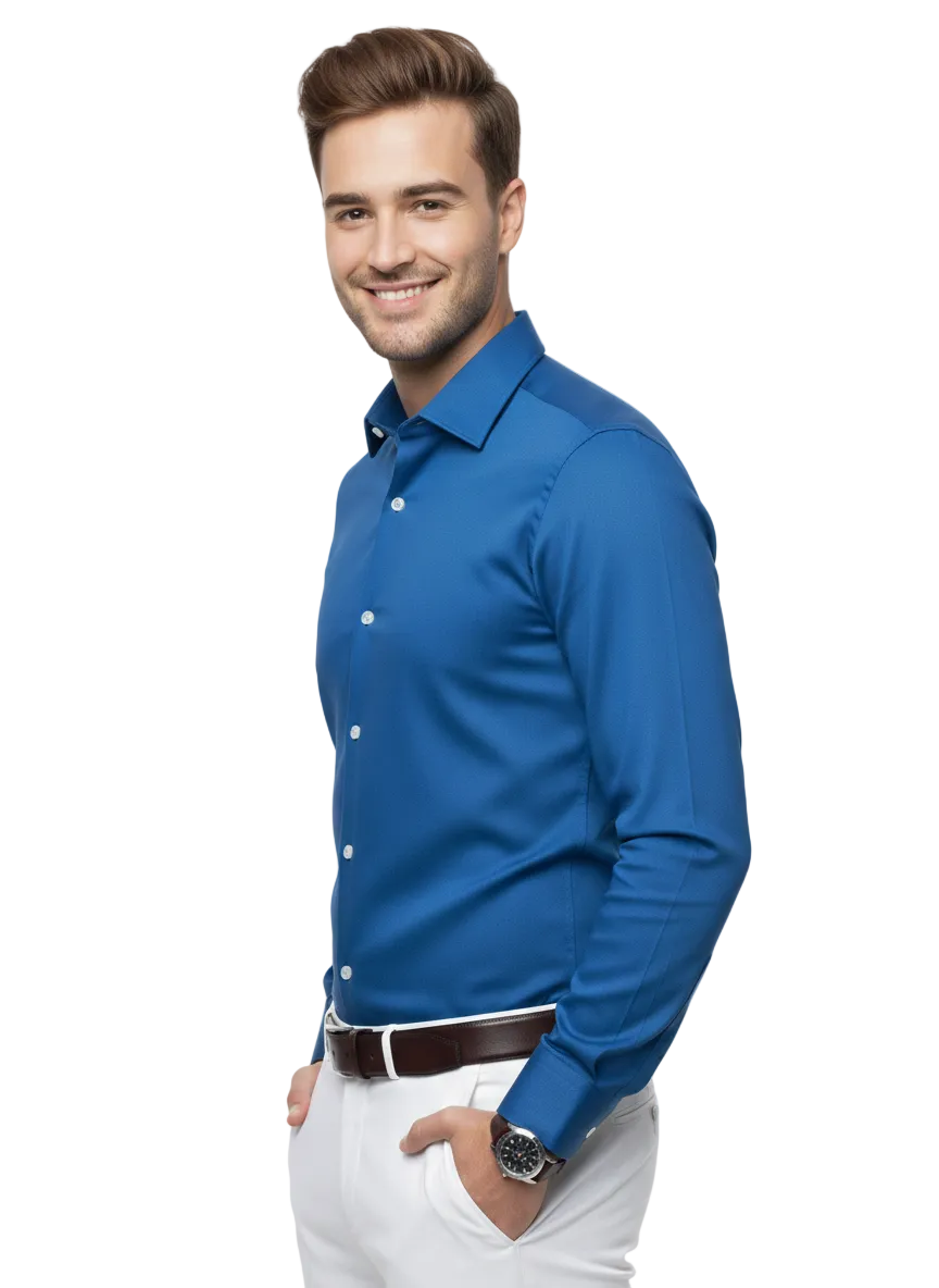 Navy Blue Fine Cotton Shirt - F170