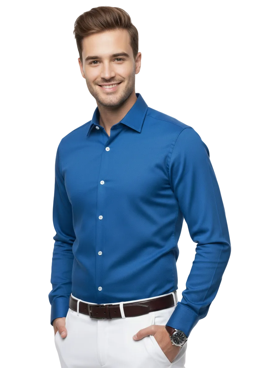 Navy Blue Fine Cotton Shirt - F170