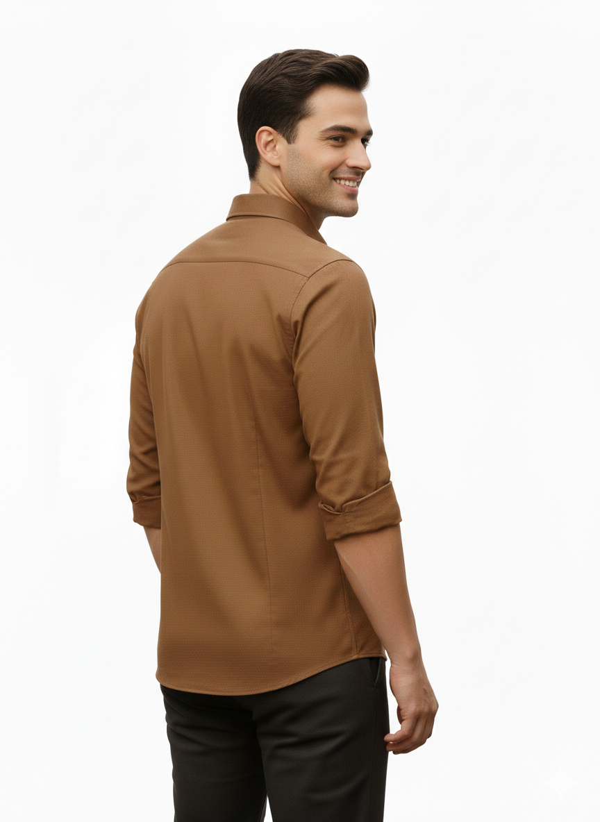 Brown Pure Cotton Shirt - A313