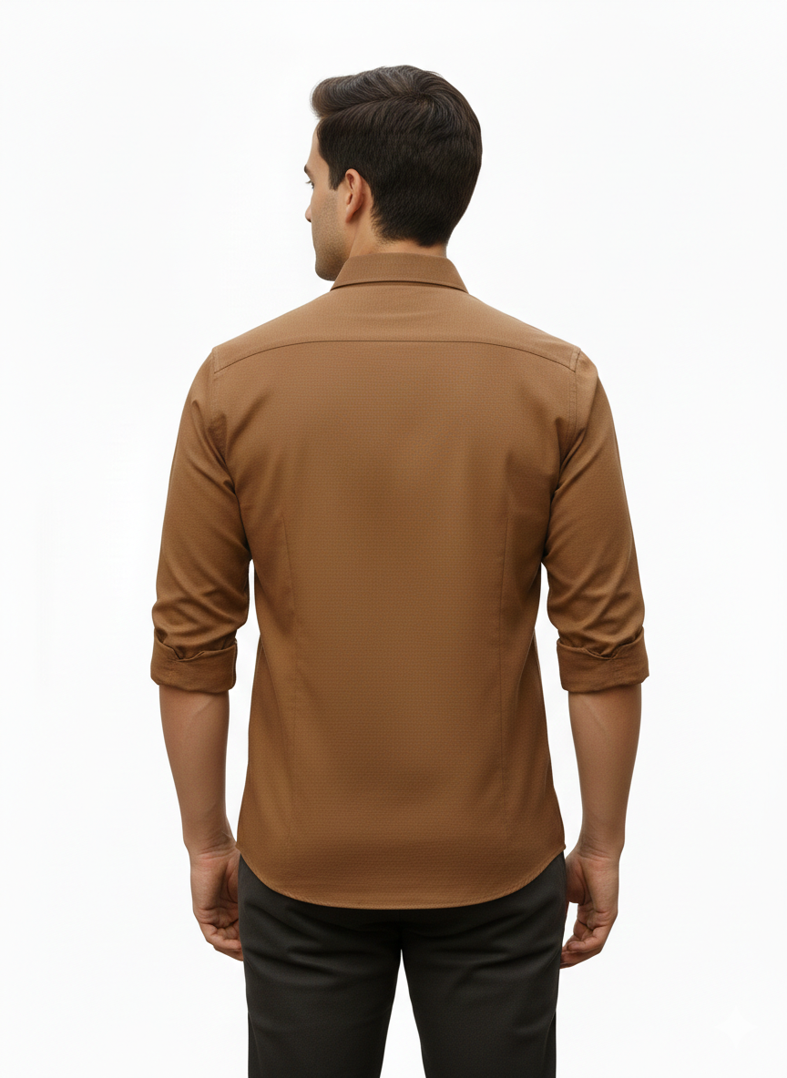 Brown Pure Cotton Shirt - A313