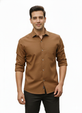 Brown Pure Cotton Shirt - A313