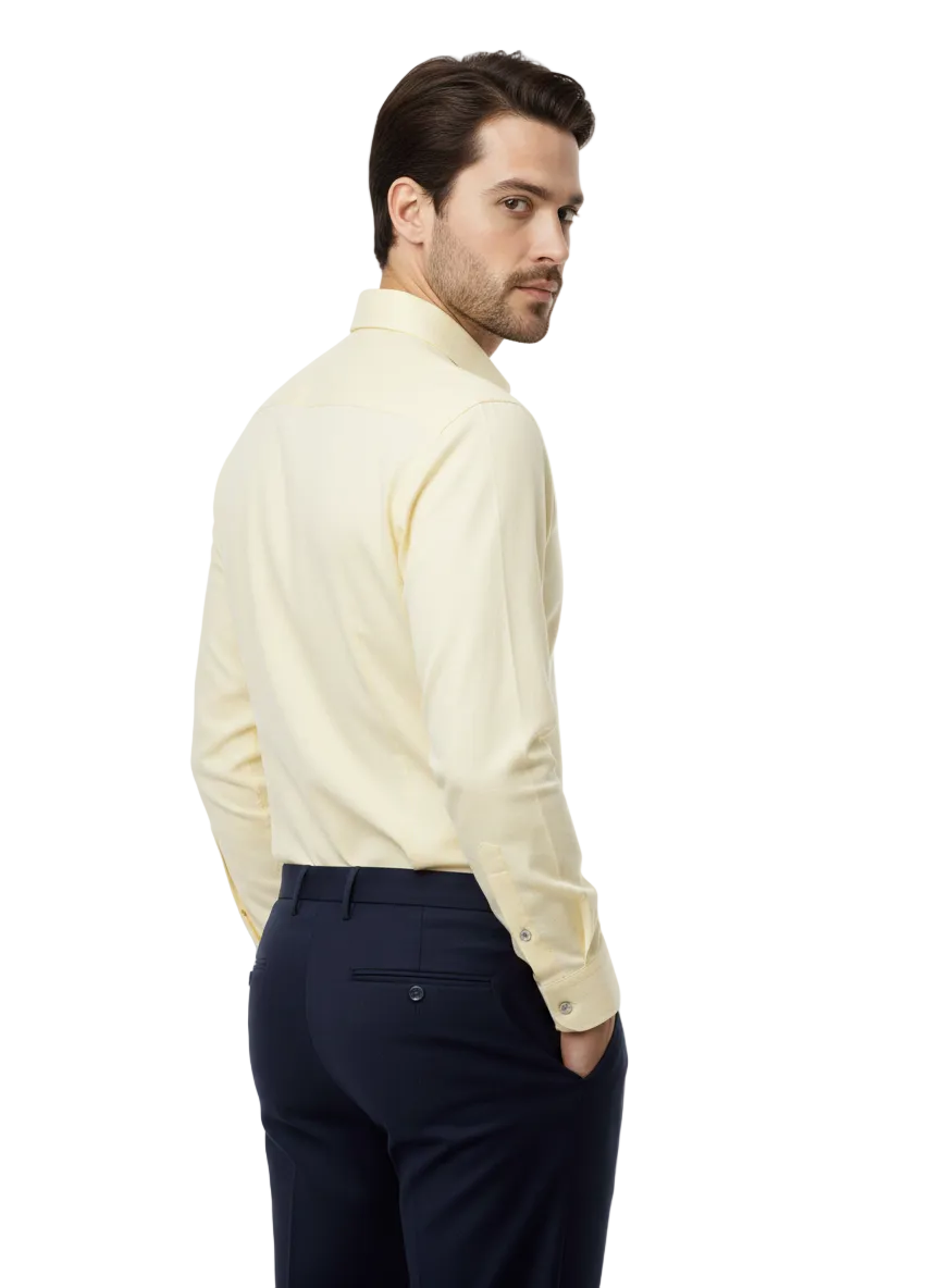 Light Yellow Pure Cotton Shirt - A304