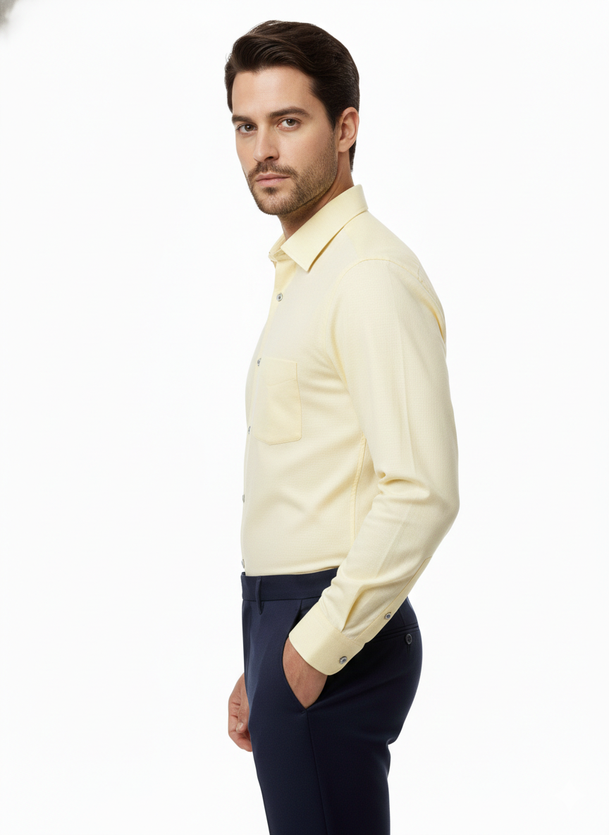 Light Yellow Pure Cotton Shirt - A304
