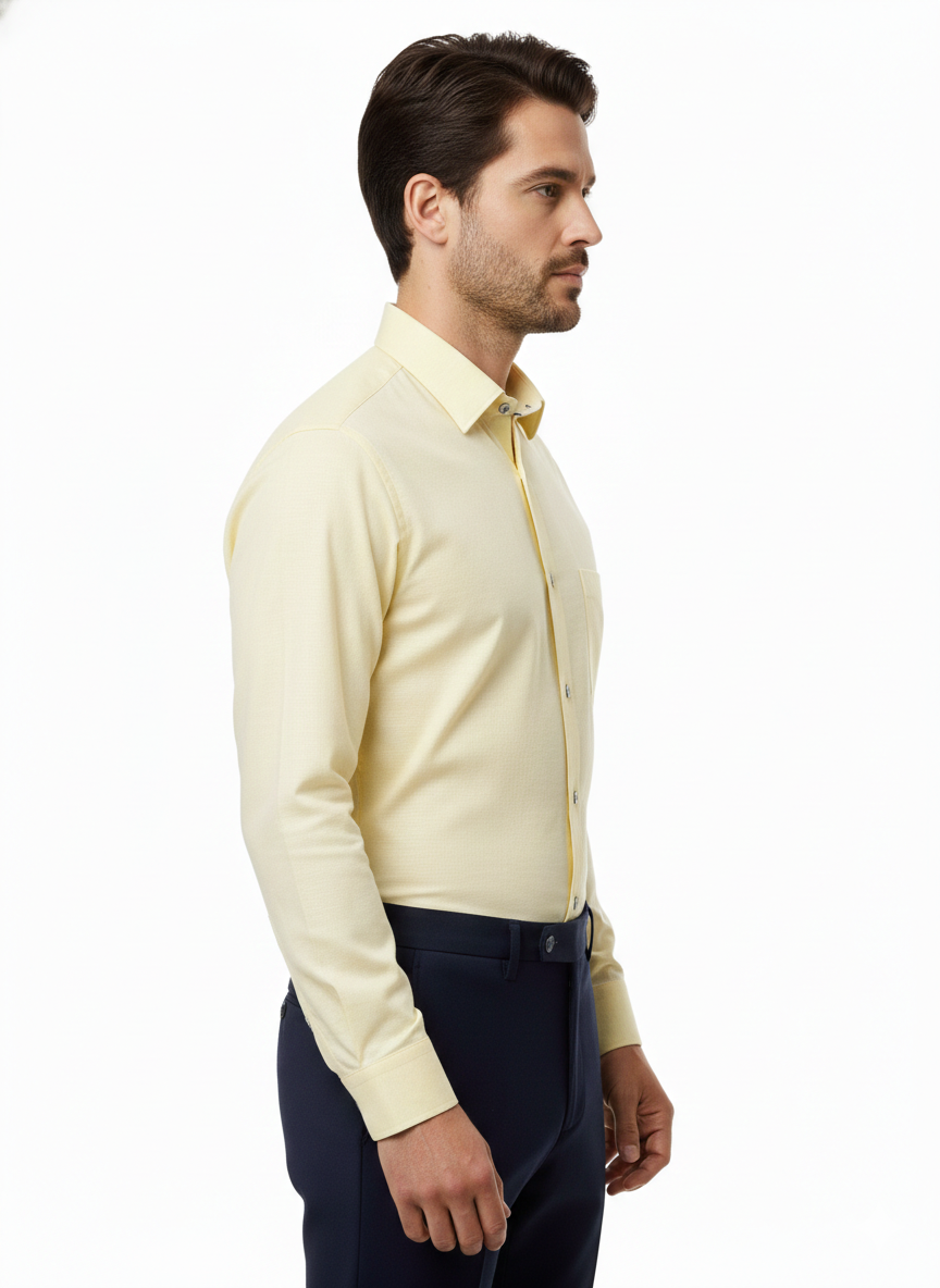 Light Yellow Pure Cotton Shirt - A304